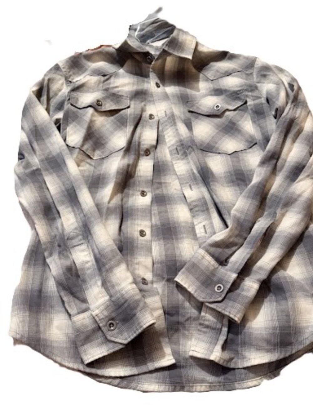 Wrangler Men's Blue Grey Plaid Button Down Shirt Size Small S